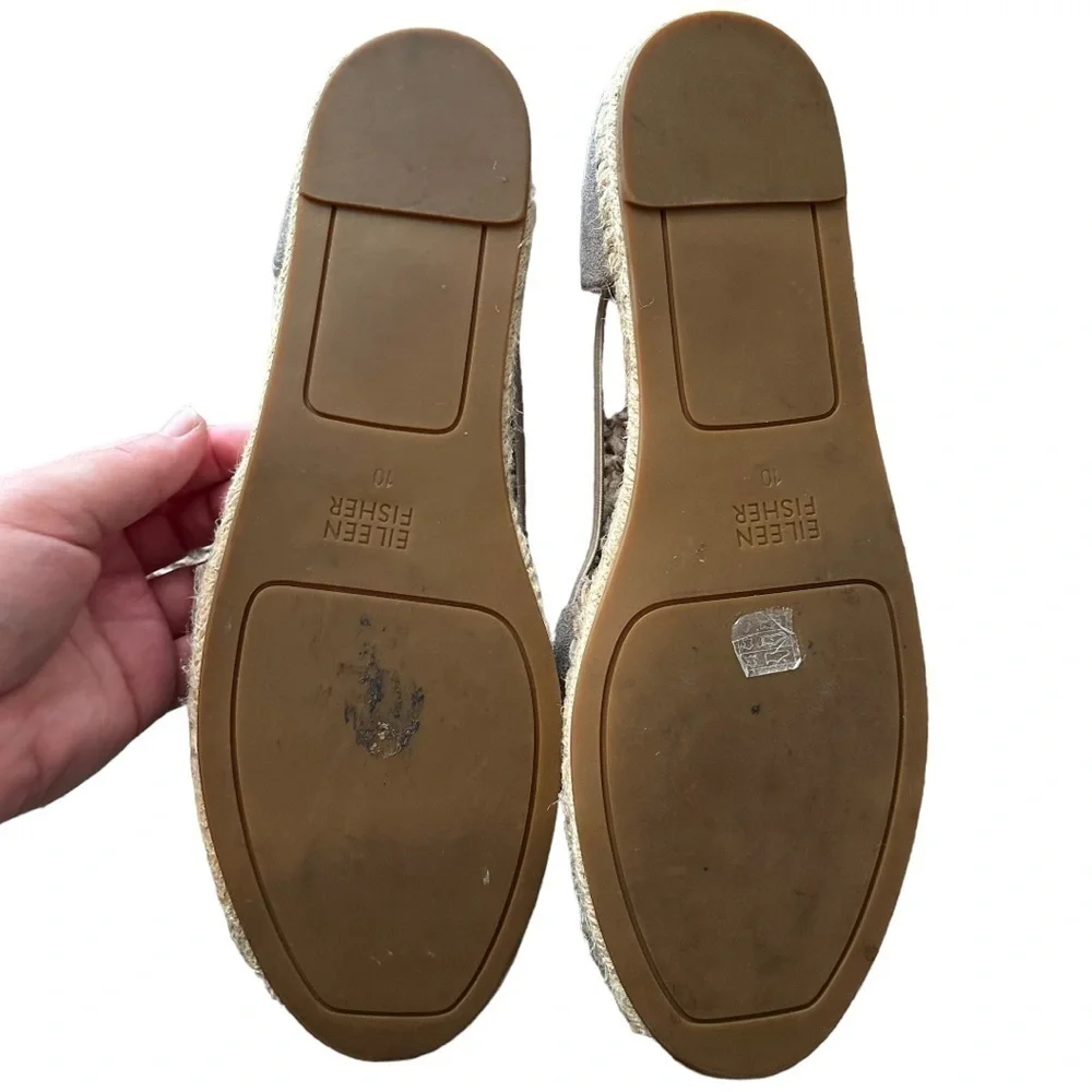 Eileen Fisher Lee Metallic Espadrille Flats‎ Size 10